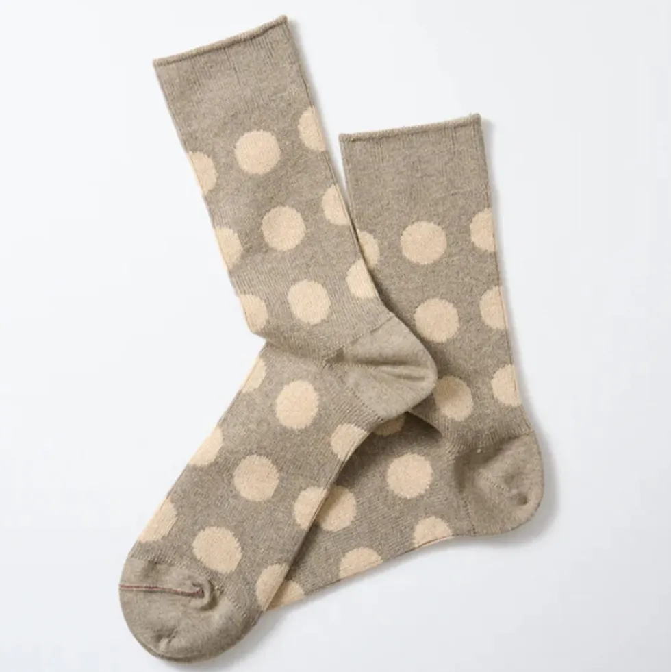 Rototo - Chaussettes à pois - Beige/Gris