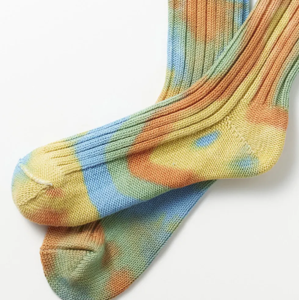 Rototo - Chaussettes Tie and dye - Bleu/Jaune/Orange