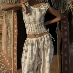 Saheli Women - Top Nasibi - Blanc & Marron