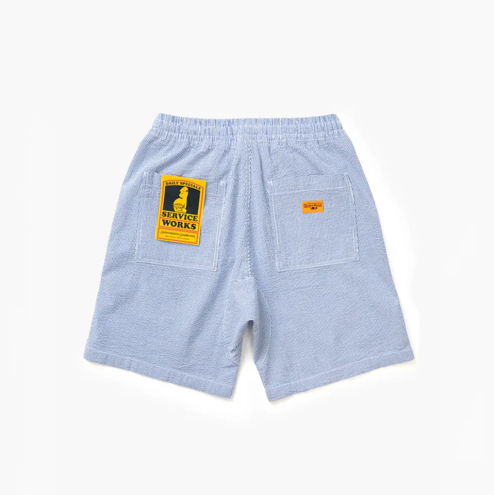 Service Works - Short Chef Seersucker - Bleu à rayures