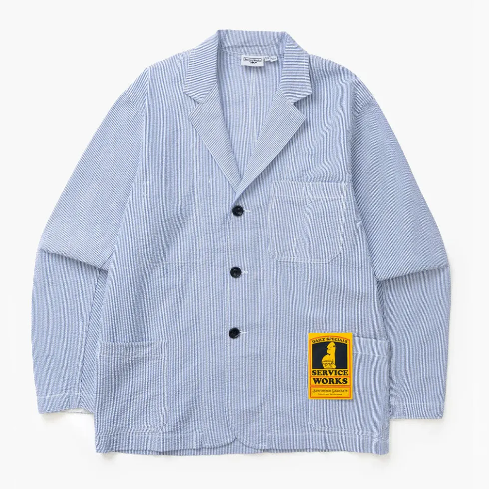 Service Works - Veste Server Suit Seersucker - Bleu à rayures