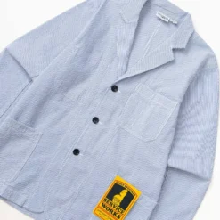 Service Works - Veste Server Suit Seersucker - Bleu à rayures