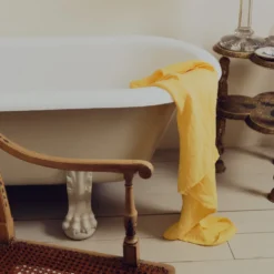 Serviette de bain en lin - Nid d'abeille - Jaune Citronnade