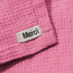 Serviette de bain en lin - Nid d'abeille - Rose Garance