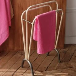 Serviette de bain en lin - Nid d'abeille - Rose Garance