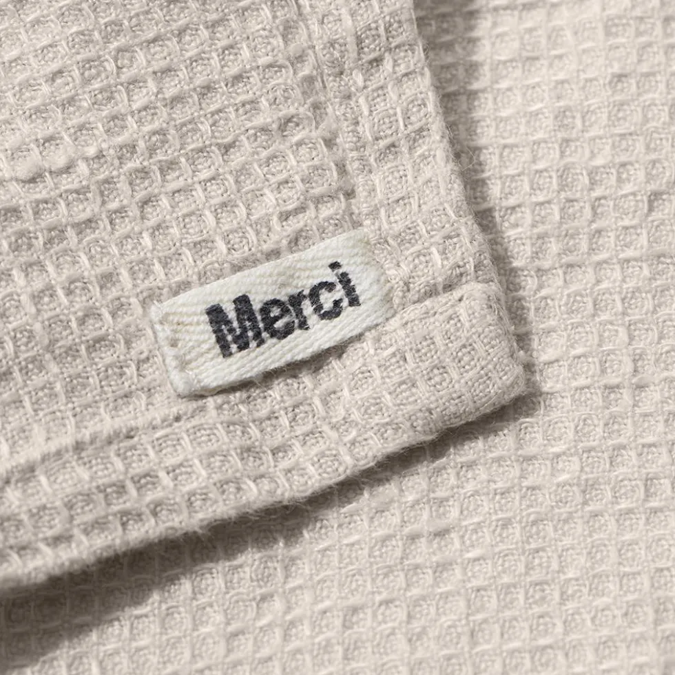 Serviette de bain en lin - Nid d'abeille - Pierre