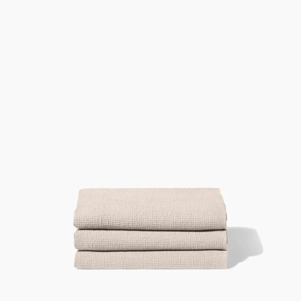 Serviette de bain en lin - Nid d'abeille - Pierre