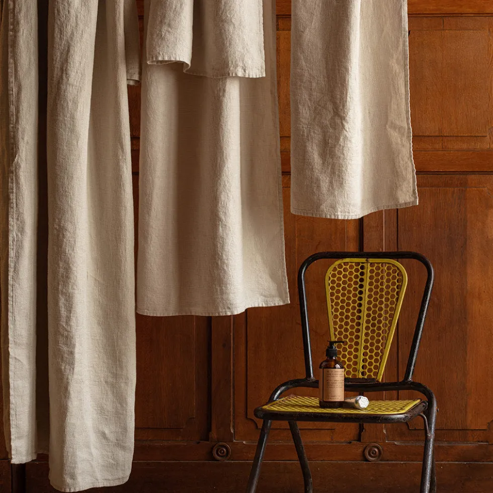 Serviette de bain en lin - Nid d'abeille - Pierre