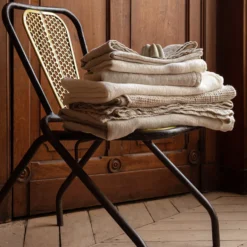 Serviette de bain en lin - Nid d'abeille - Pierre
