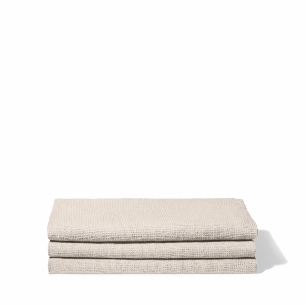 Serviette de bain en lin - Nid d'abeille - Pierre