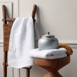 Serviette de bain en lin - Nid d'abeille - Blanc Optique