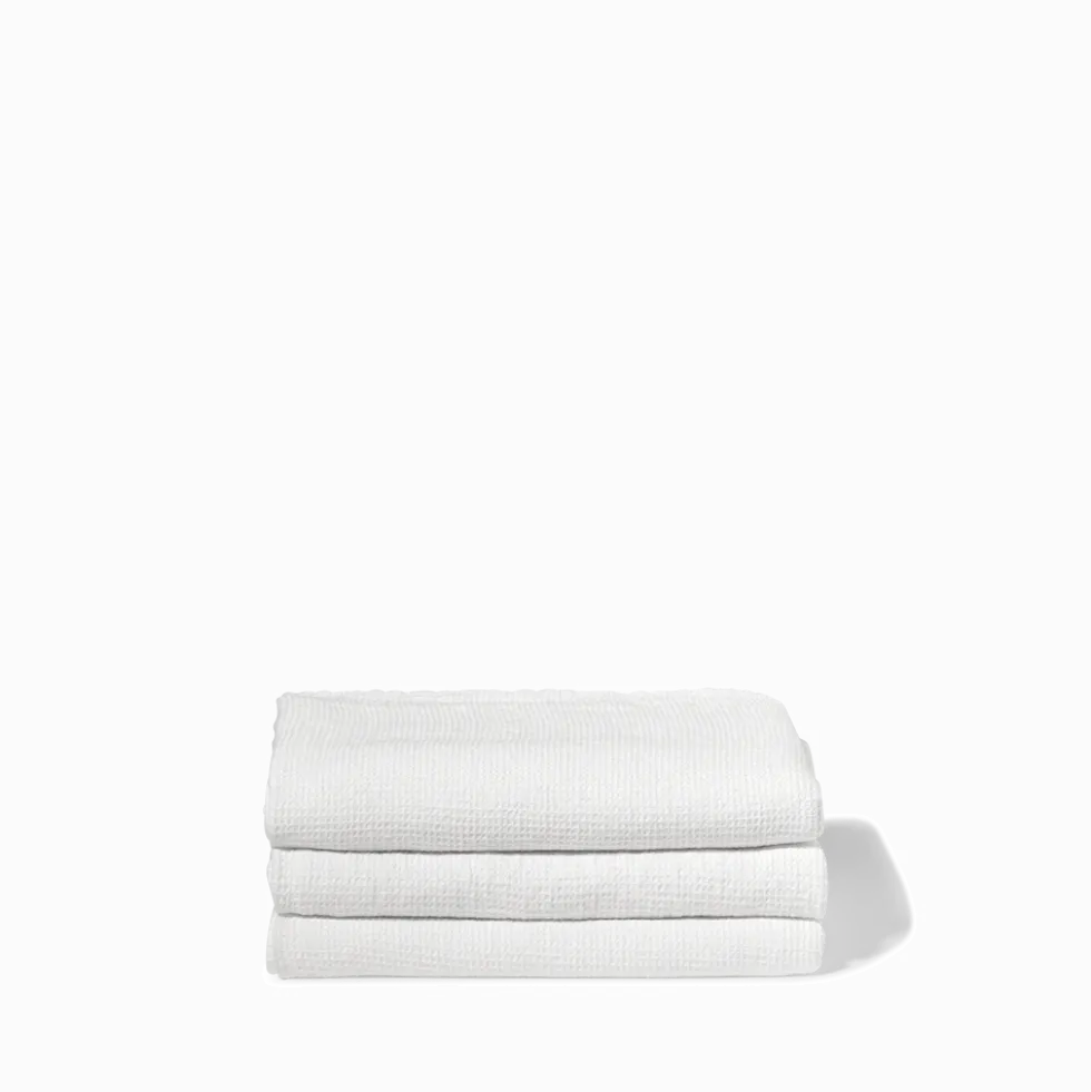 Serviette de bain en lin - Nid d'abeille - Blanc Optique