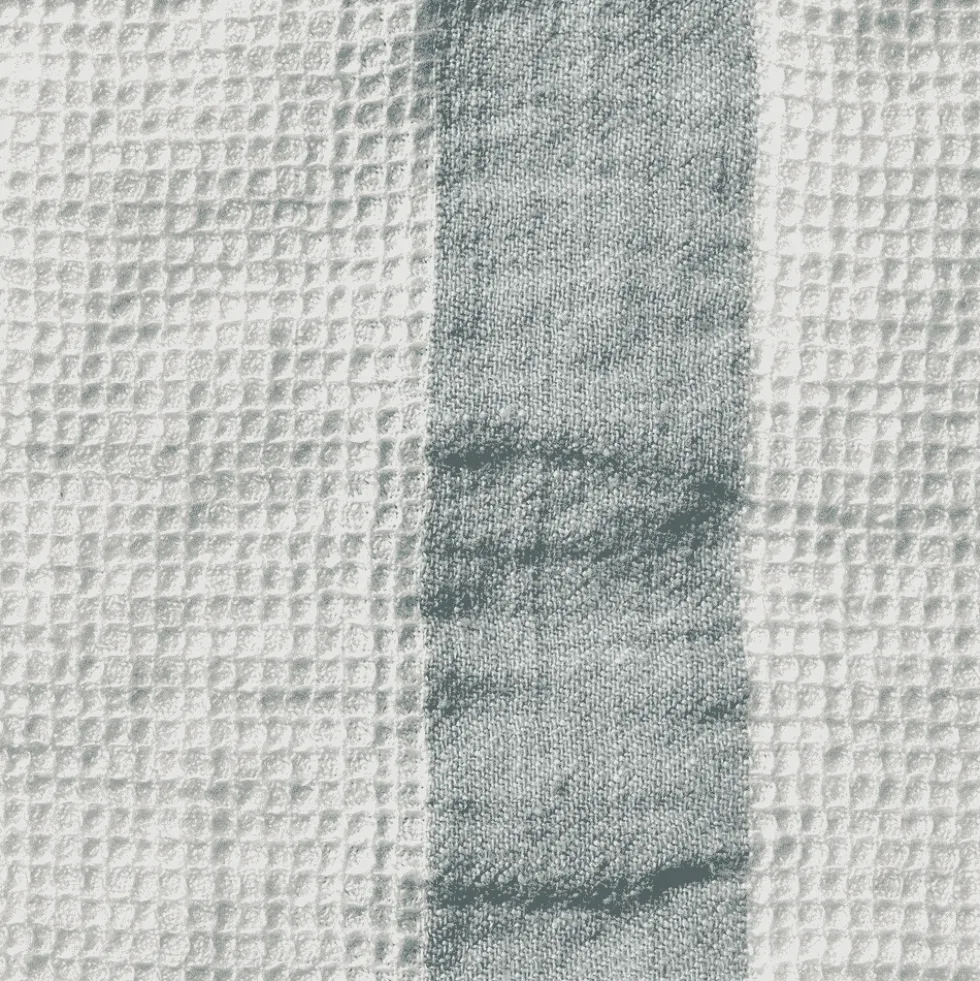 Serviette de bain en lin - Nid d'abeille - Bande Gris Vésuve