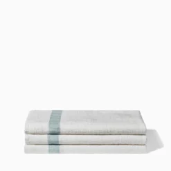 Serviette de bain en lin - Nid d'abeille - Bande Gris Vésuve