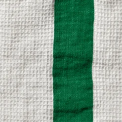 Serviette de bain en lin - Nid d'abeille - Bande Vert Potager