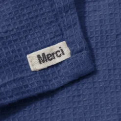 Serviette de bain en lin - Nid d'abeille - Bleu Pacifique