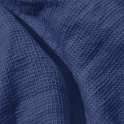 Serviette de bain en lin - Nid d'abeille - Bleu Pacifique