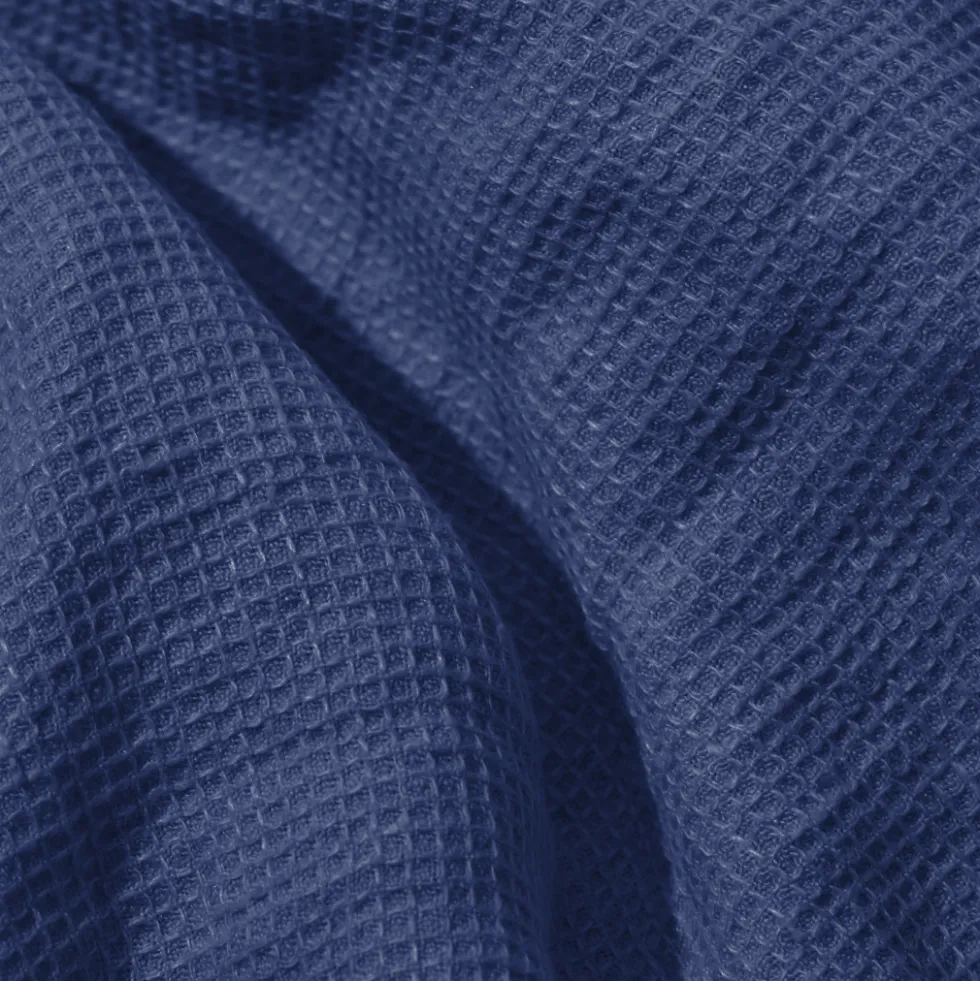 Serviette de bain en lin - Nid d'abeille - Bleu Pacifique