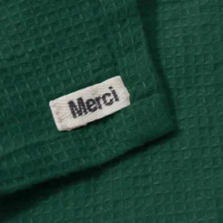 Serviette de bain en lin - Nid d'abeille - Vert Séquoia