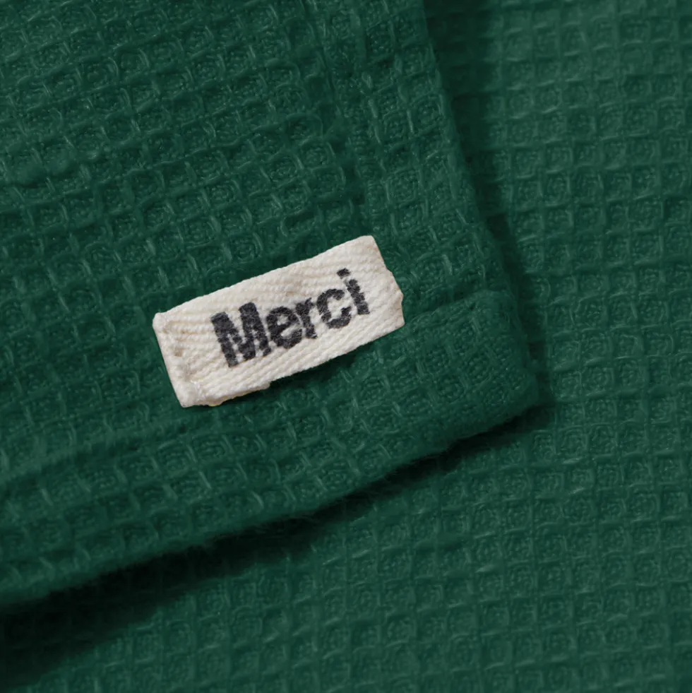 Serviette de bain en lin - Nid d'abeille - Vert Séquoia