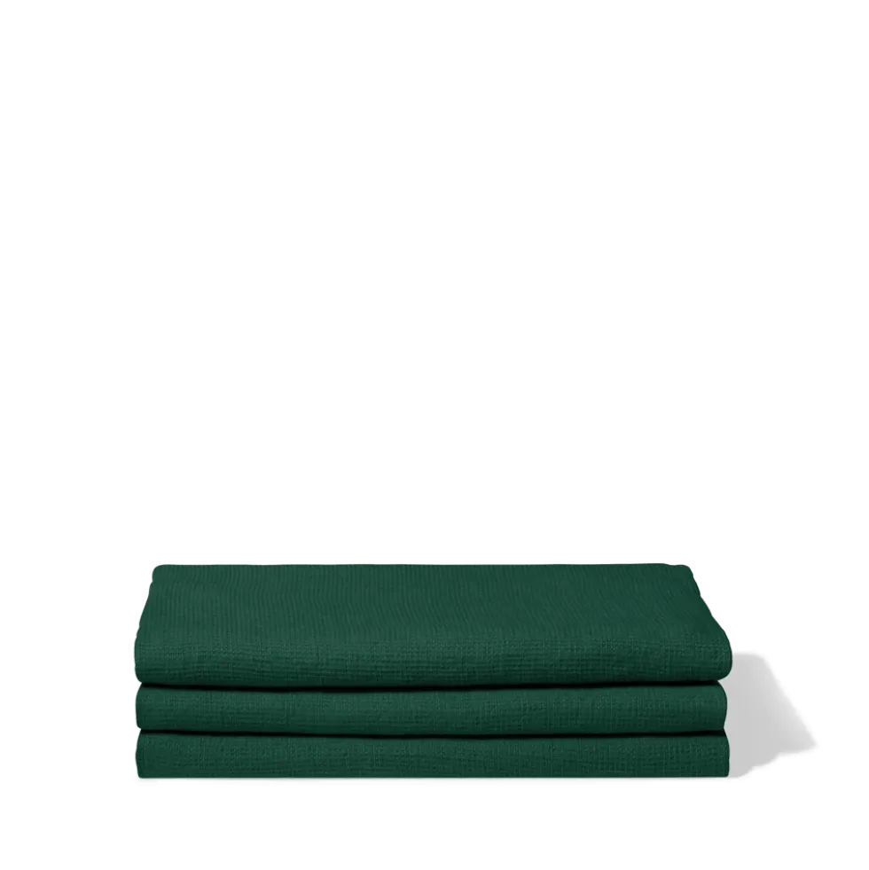 Serviette de bain en lin - Nid d'abeille - Vert Séquoia