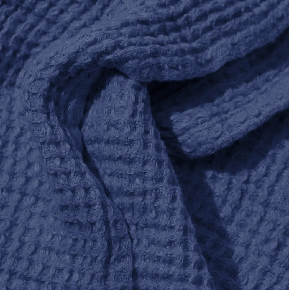 Serviette de bain en lin - Waffle - Bleu Pacifique