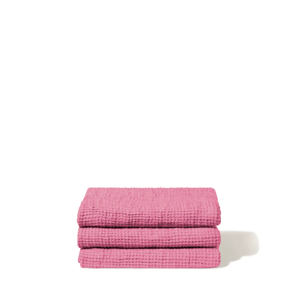 Serviette de bain en lin - Waffle - Rose Garance