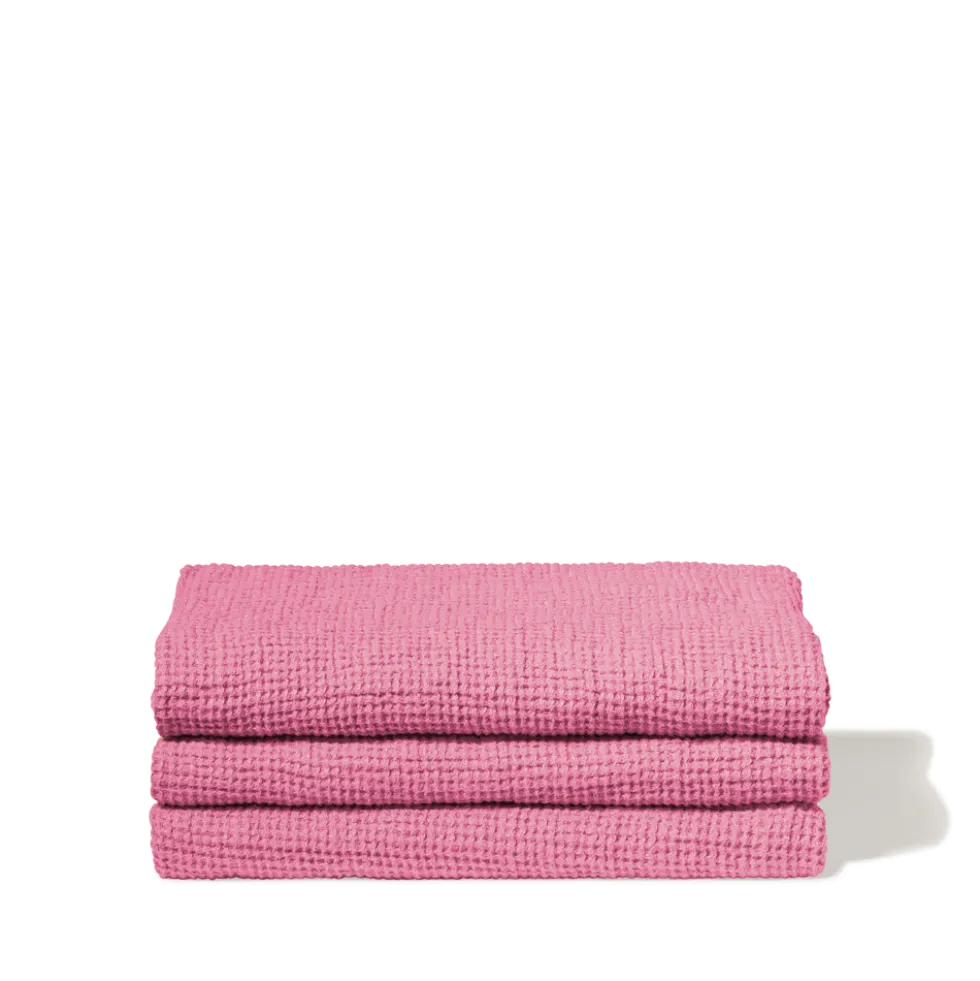 Serviette de bain en lin - Waffle - Rose Garance
