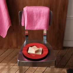 Serviette de bain en lin - Waffle - Rose Garance