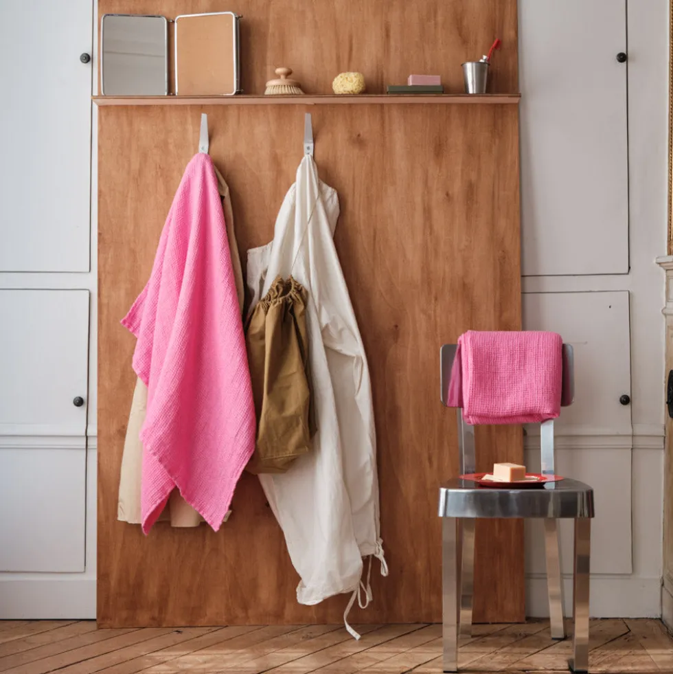 Serviette de bain en lin - Waffle - Rose Garance