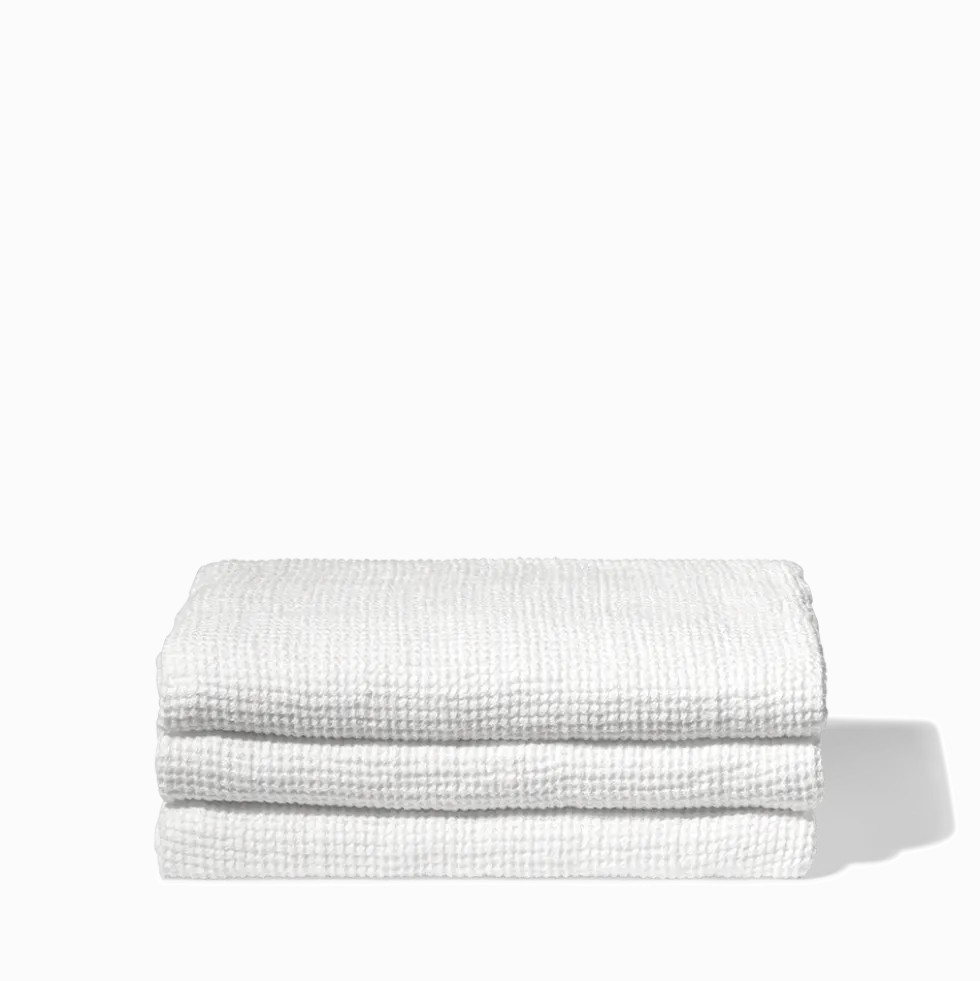 Serviette de bain en lin - Waffle - Blanc Optique