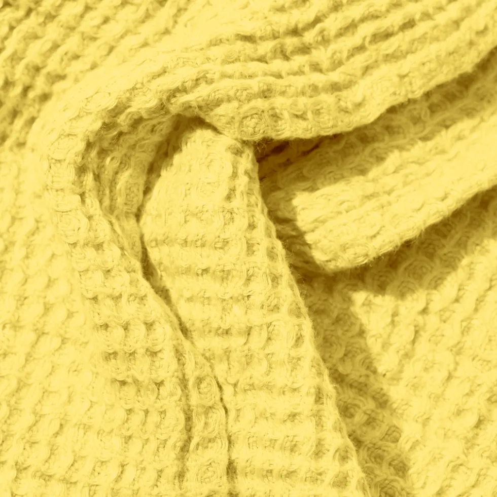 Serviette de bain en lin - Waffle - Jaune Citronnade