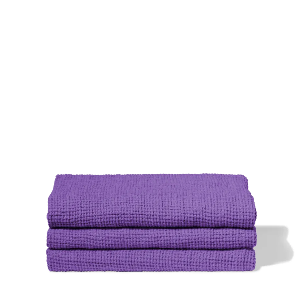 Serviette de bain en lin - Waffle - Violet Orage