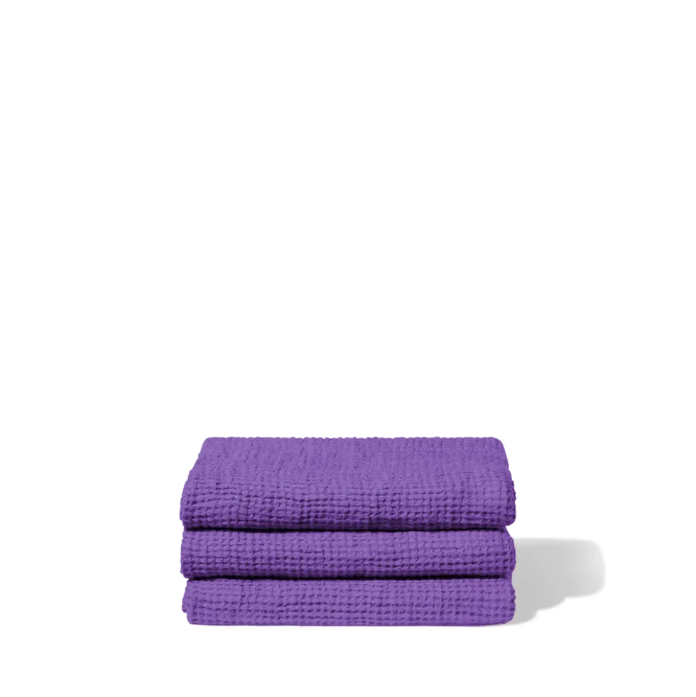 Serviette de bain en lin - Waffle - Violet Orage