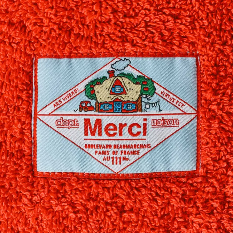 Serviette de bain en éponge - Rouge Soir
