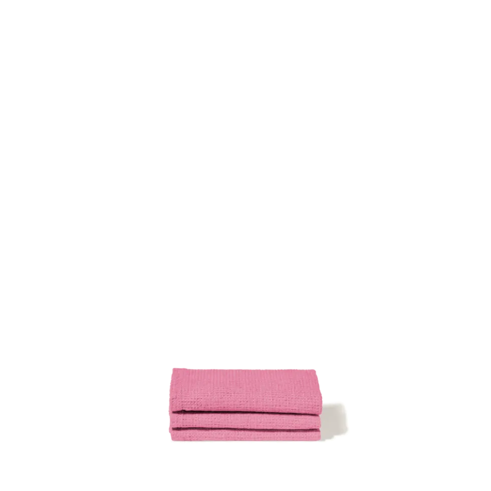 Serviette de bain invité en lin - Nid d'abeille - Rose Garance