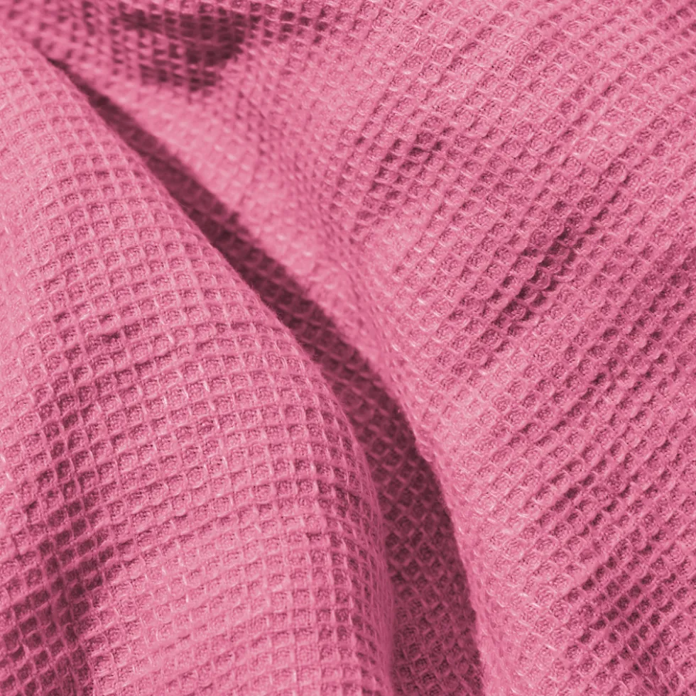 Serviette de bain invité en lin - Nid d'abeille - Rose Garance