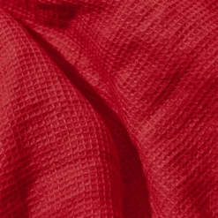Serviette de bain invité en lin - Nid d'abeille - Rouge Vermillon