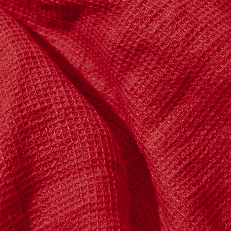 Serviette de bain invité en lin - Nid d'abeille - Rouge Vermillon