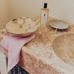 Serviette de bain invité en lin - Rose Granité