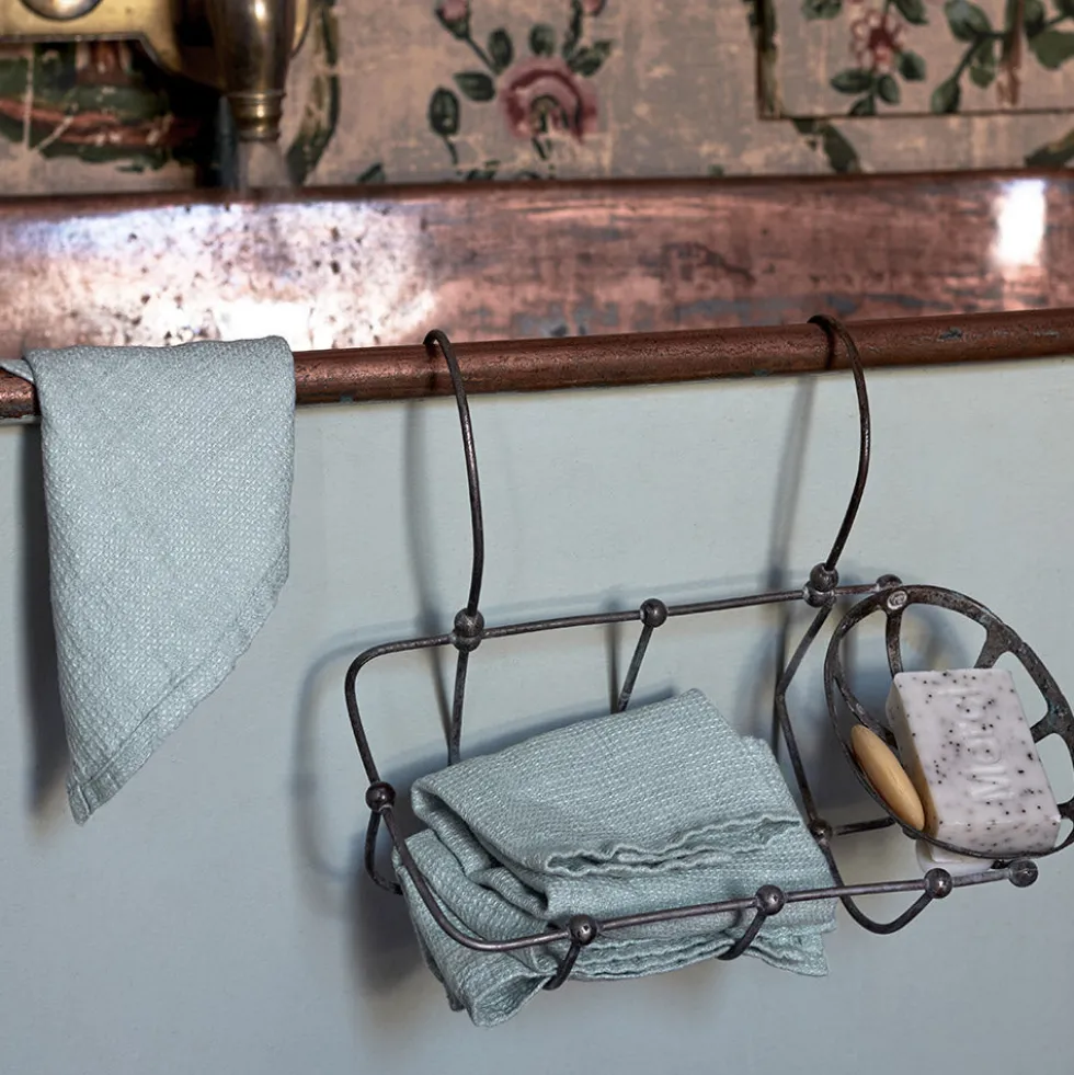 Serviette de bain invité en lin - Nid d'abeille - Gris Vésuve