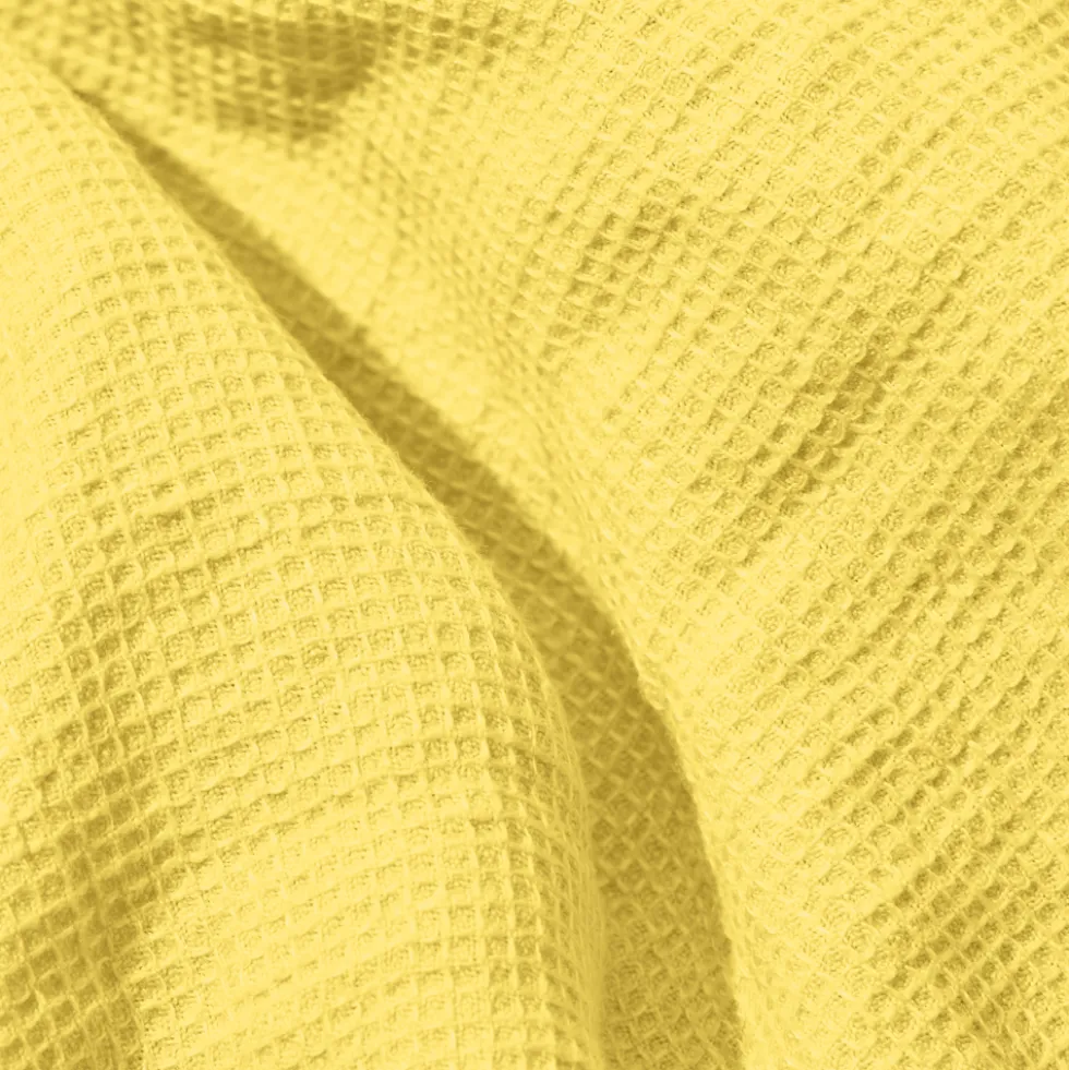 Serviette de bain invité en lin - Nid d'abeille - Jaune Citronnade