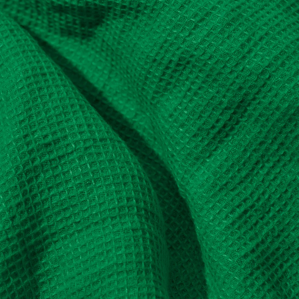 Serviette de bain invité en lin - Nid d'abeille - Vert Potager