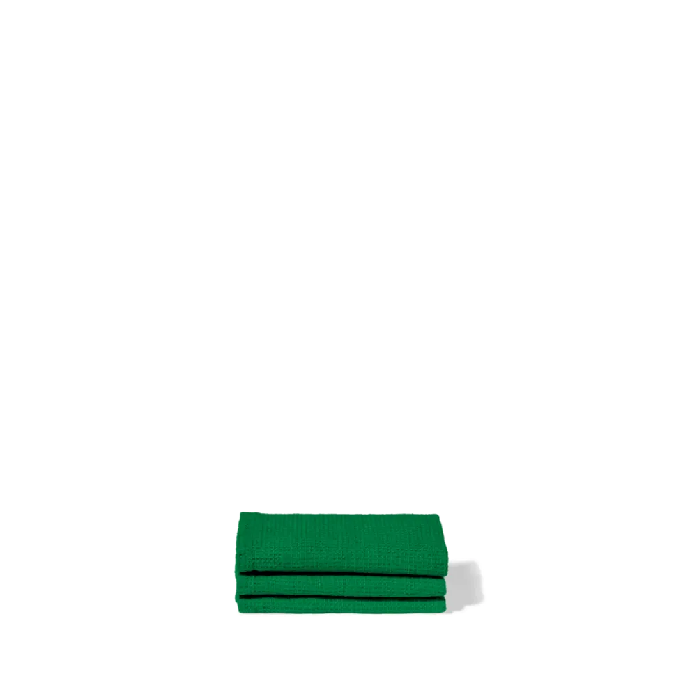 Serviette de bain invité en lin - Nid d'abeille - Vert Potager