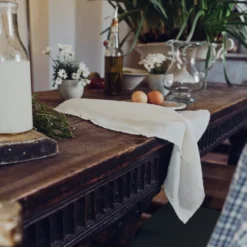 Serviette de table en lin lavé - Blanc Coquillage