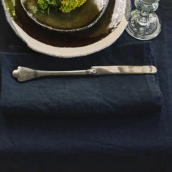 Serviette de table en lin lavé - Bleu Encre