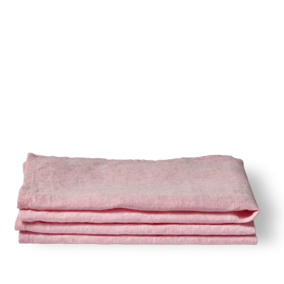 Serviette de table en lin lavé - Rose Granité