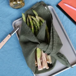 Serviette de table en lin lavé - Vert Oxyde