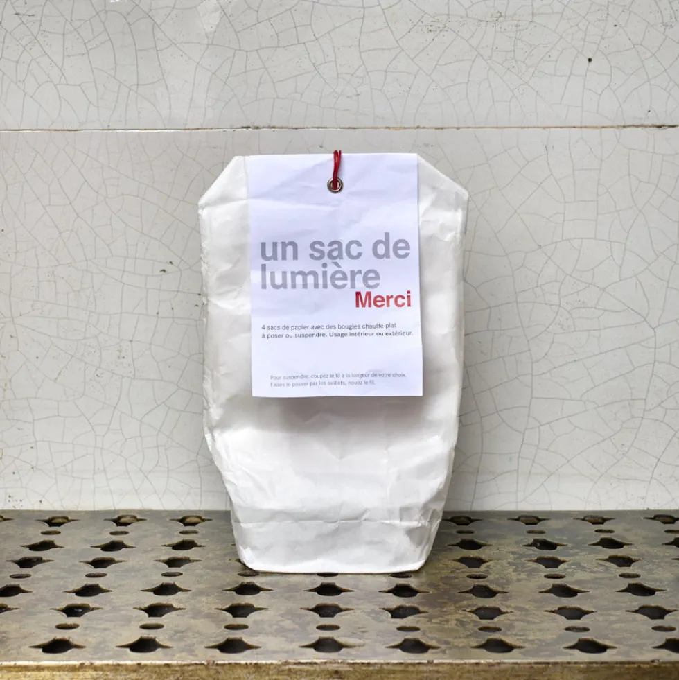 Set de 4 lanternes en papier - Blanc et argenté