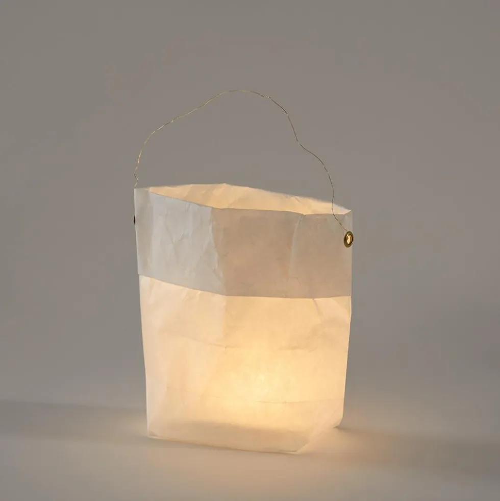 Set de 4 lanternes en papier - Blanc et or